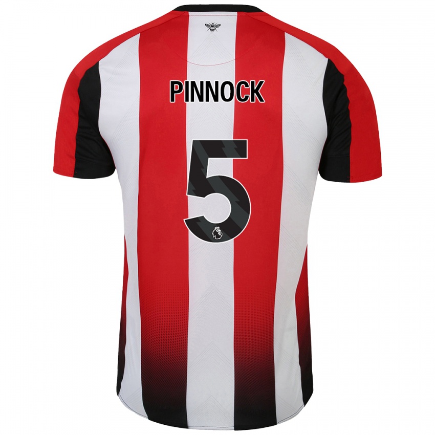 Enfant Maillot Ethan Pinnock #5 Rouge Blanc Tenues Domicile 2024/25 T-Shirt Belgique