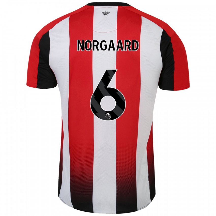 Enfant Maillot Christian Nørgaard #6 Rouge Blanc Tenues Domicile 2024/25 T-Shirt Belgique