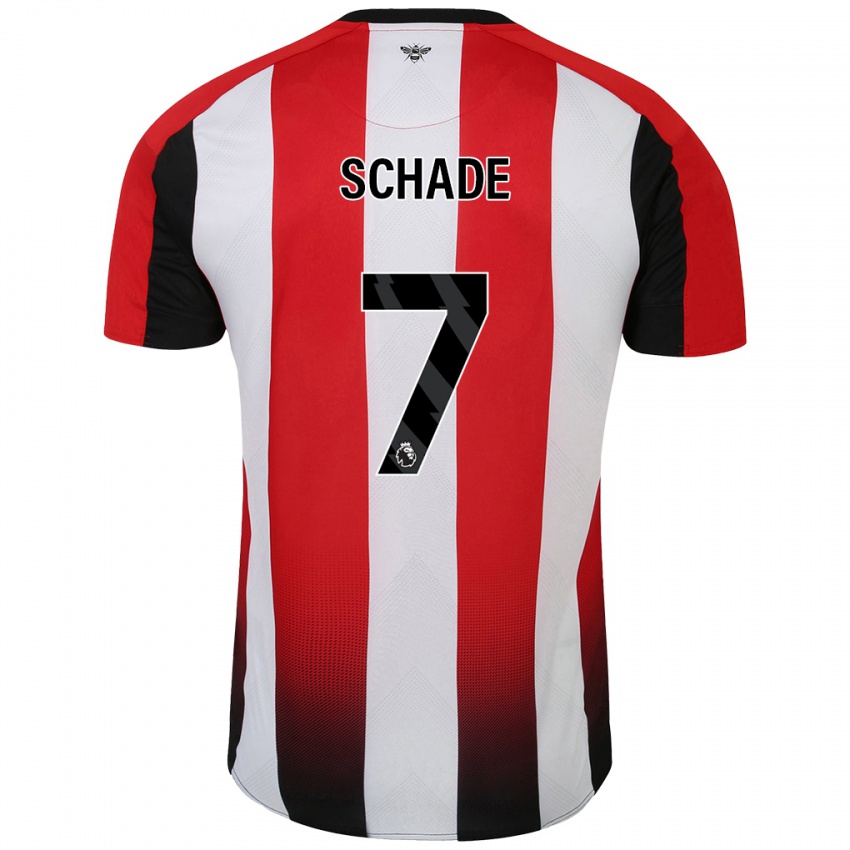 Enfant Maillot Kevin Schade #7 Rouge Blanc Tenues Domicile 2024/25 T-Shirt Belgique