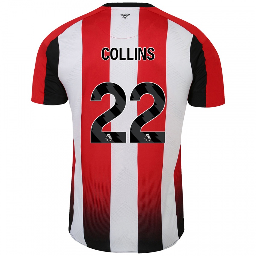 Enfant Maillot Nathan Collins #22 Rouge Blanc Tenues Domicile 2024/25 T-Shirt Belgique