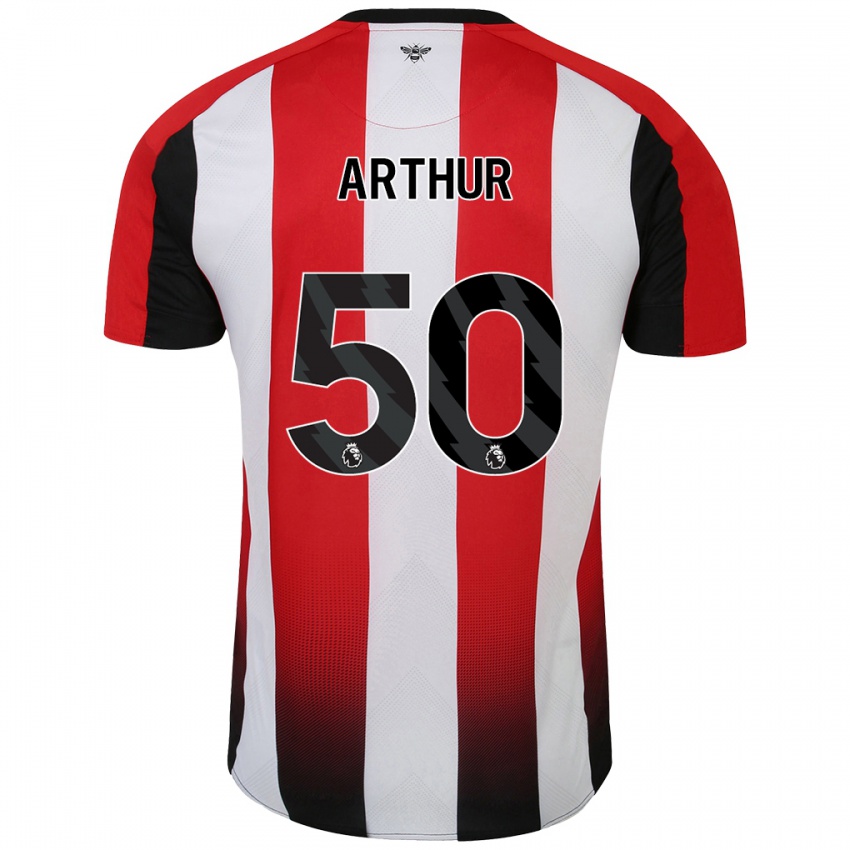 Enfant Maillot Benjamin Arthur #50 Rouge Blanc Tenues Domicile 2024/25 T-Shirt Belgique