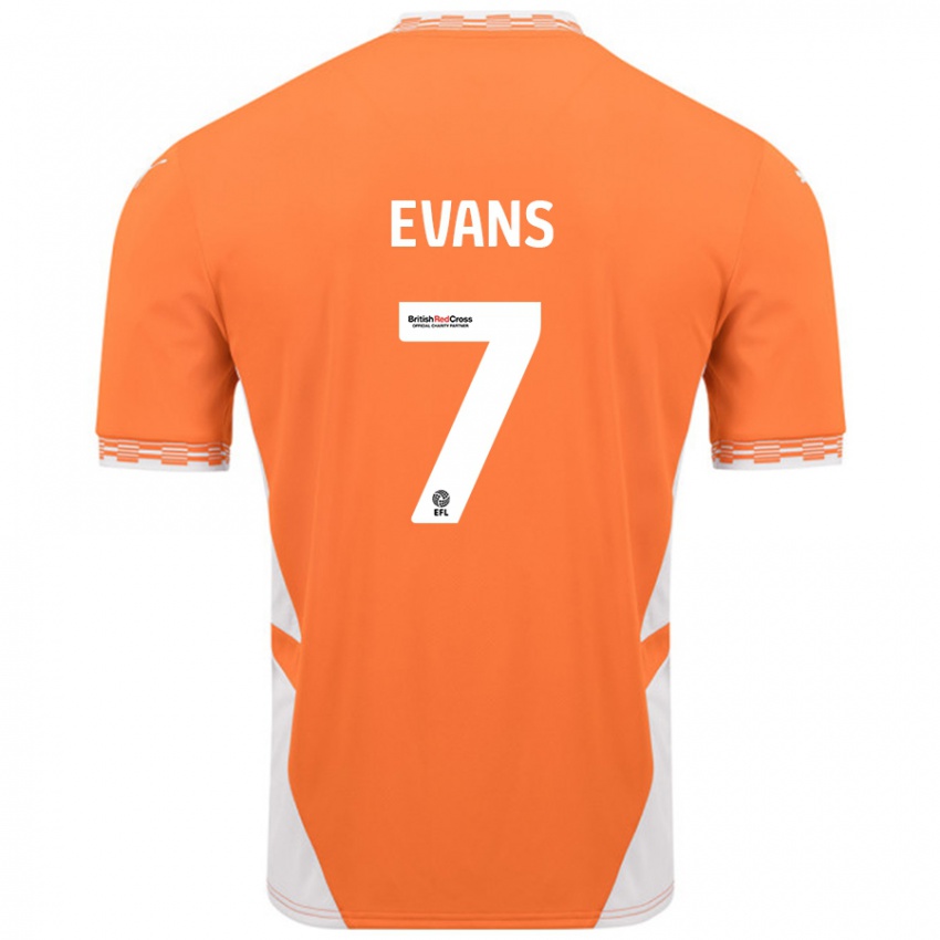 Kinderen Lee Evans #7 Oranje Wit Thuisshirt Thuistenue 2024/25 T-Shirt België