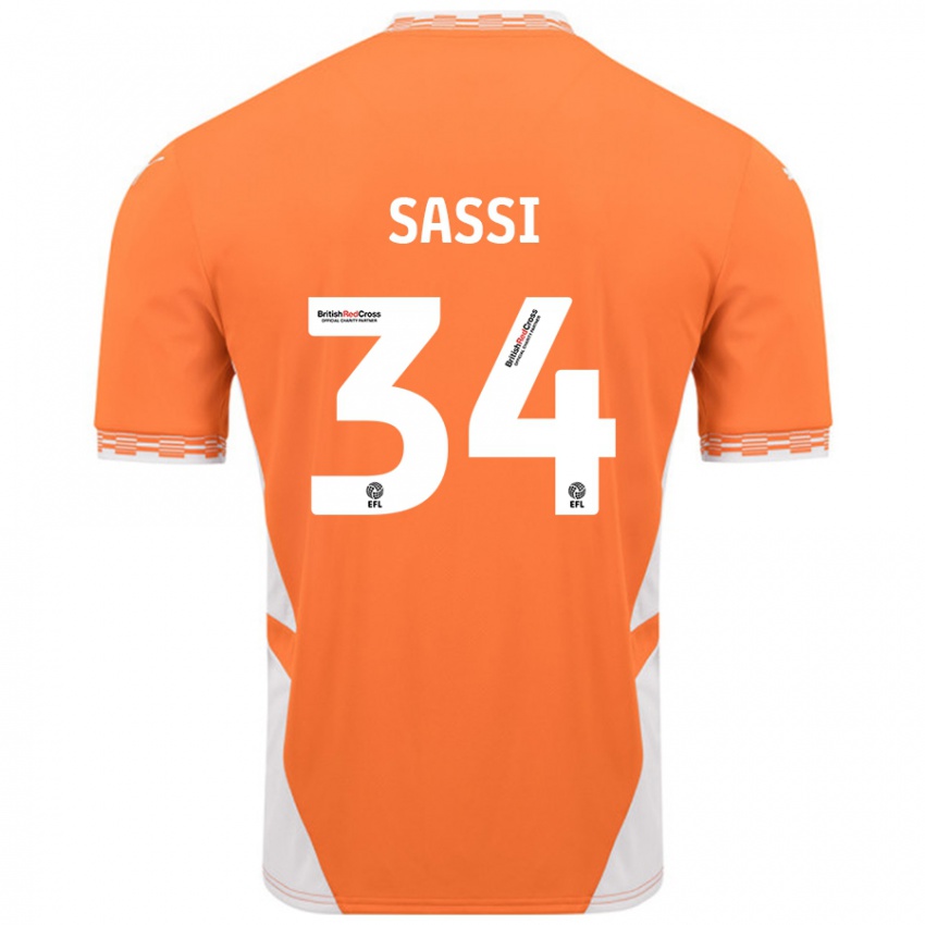 Kinderen Dan Sassi #34 Oranje Wit Thuisshirt Thuistenue 2024/25 T-Shirt België