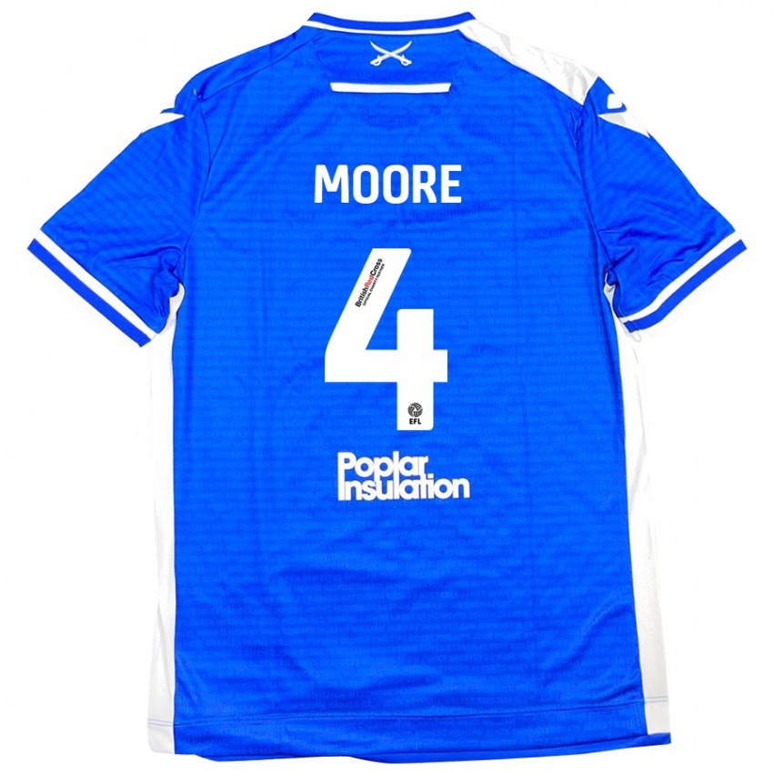 Enfant Maillot Taylor Moore #4 Bleu Blanc Tenues Domicile 2024/25 T-Shirt Belgique