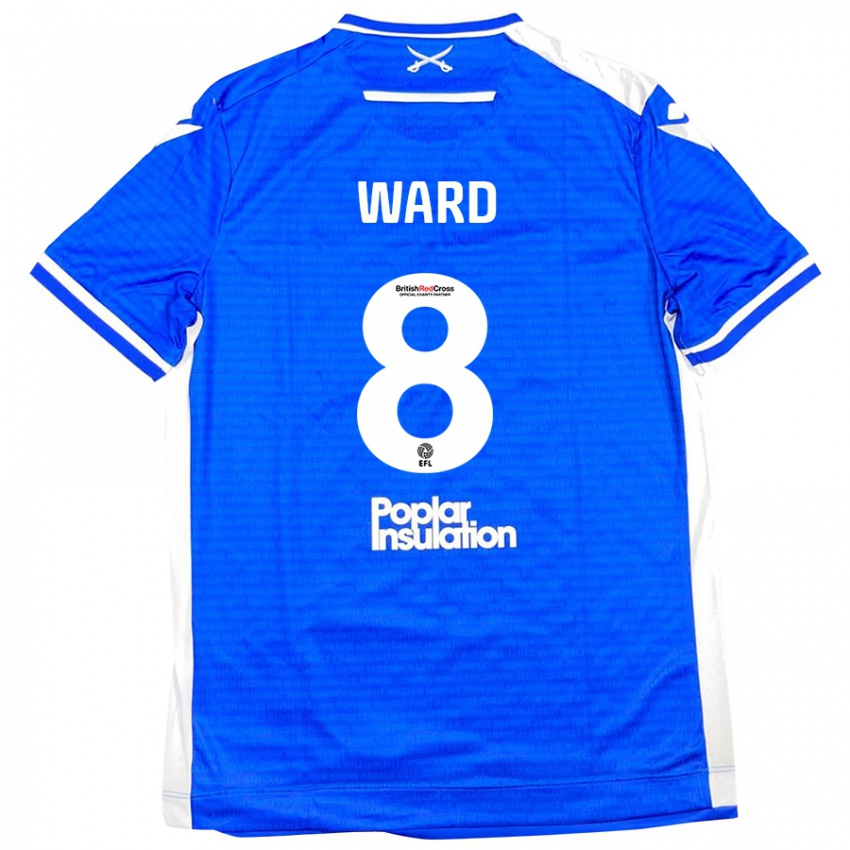 Enfant Maillot Grant Ward #8 Bleu Blanc Tenues Domicile 2024/25 T-Shirt Belgique