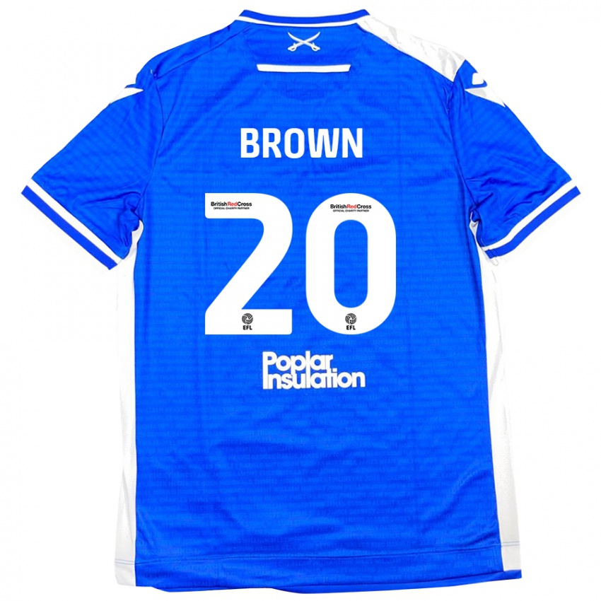 Enfant Maillot Jevani Brown #20 Bleu Blanc Tenues Domicile 2024/25 T-Shirt Belgique