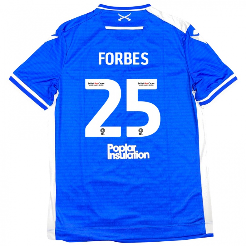 Enfant Maillot Michael Forbes #25 Bleu Blanc Tenues Domicile 2024/25 T-Shirt Belgique