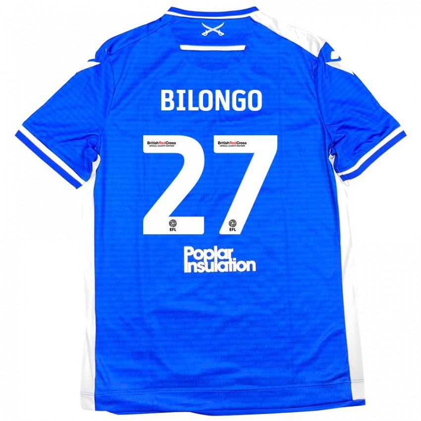 Enfant Maillot Bryant Bilongo #27 Bleu Blanc Tenues Domicile 2024/25 T-Shirt Belgique