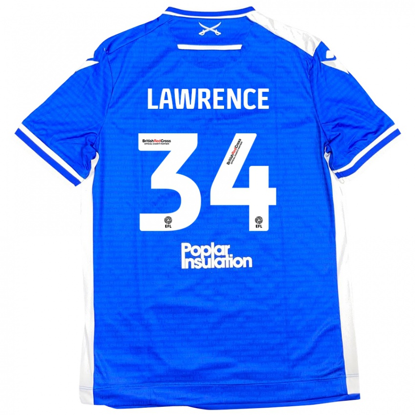 Enfant Maillot Jerry Lawrence #34 Bleu Blanc Tenues Domicile 2024/25 T-Shirt Belgique