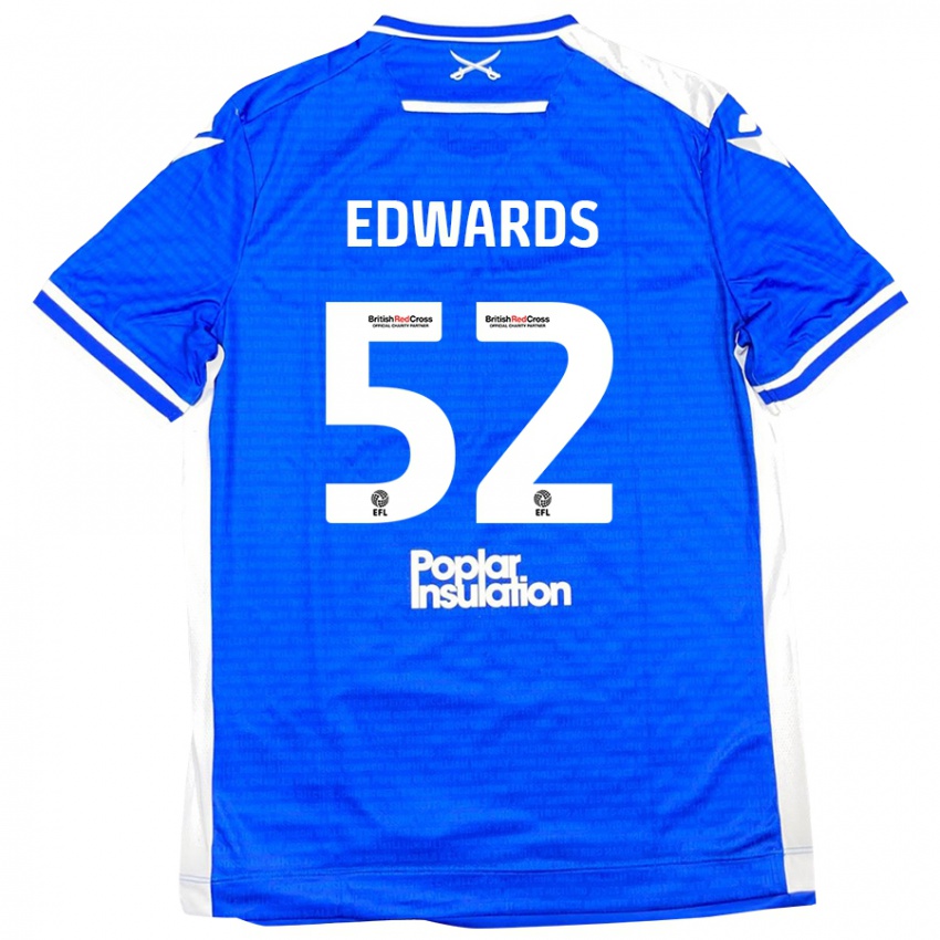 Enfant Maillot Max Edwards #52 Bleu Blanc Tenues Domicile 2024/25 T-Shirt Belgique