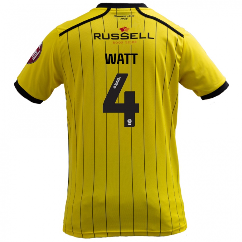 Enfant Maillot Elliot Watt #4 Jaune Tenues Domicile 2024/25 T-Shirt Belgique