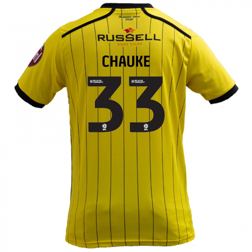 Enfant Maillot Kgaogelo Chauke #33 Jaune Tenues Domicile 2024/25 T-Shirt Belgique