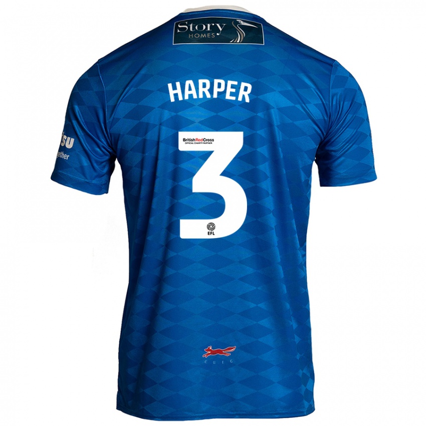 Enfant Maillot Cameron Harper #3 Bleu Tenues Domicile 2024/25 T-Shirt Belgique