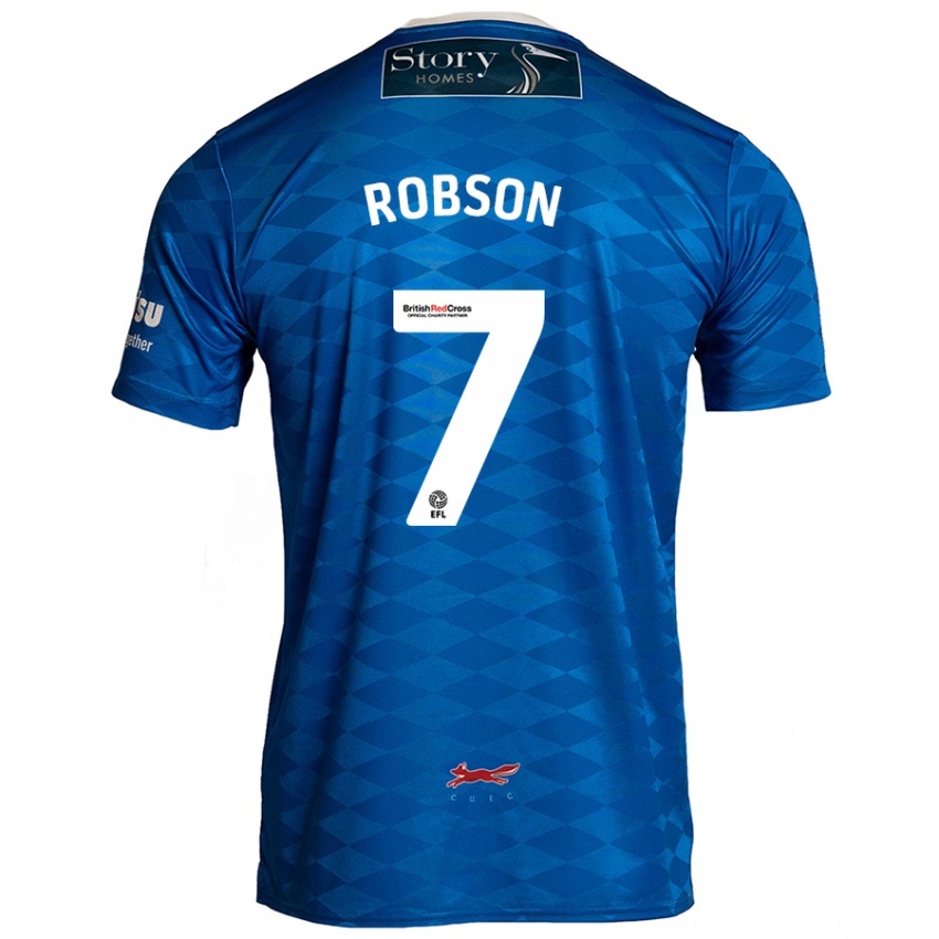 Enfant Maillot Ethan Robson #7 Bleu Tenues Domicile 2024/25 T-Shirt Belgique