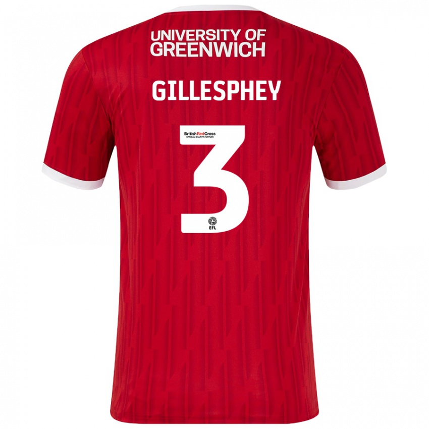 Kinderen Macaulay Gillesphey #3 Rood Wit Thuisshirt Thuistenue 2024/25 T-Shirt België