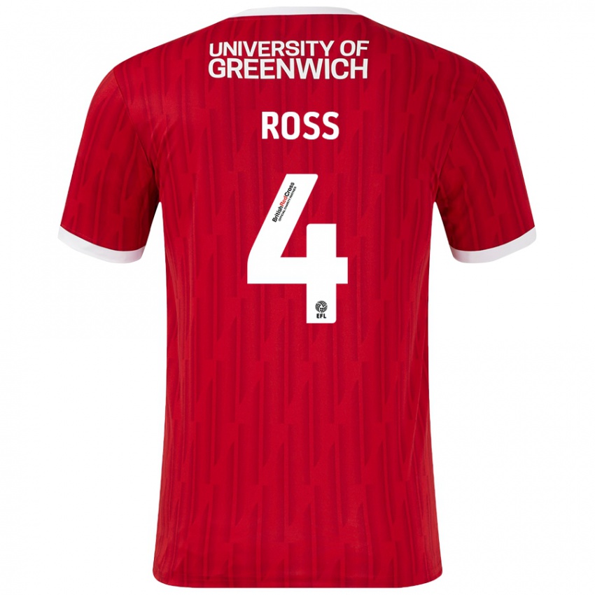 Kinderen Mia Ross #4 Rood Wit Thuisshirt Thuistenue 2024/25 T-Shirt België