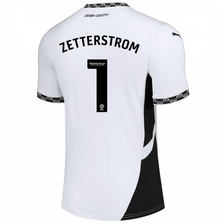 Kinderen Jacob Widell Zetterström #1 Wit Zwart Thuisshirt Thuistenue 2024/25 T-Shirt België