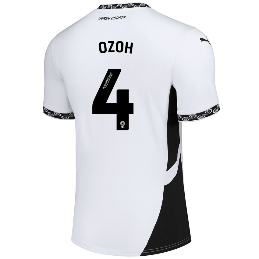 Kinderen David Ozoh #4 Wit Zwart Thuisshirt Thuistenue 2024/25 T-Shirt België