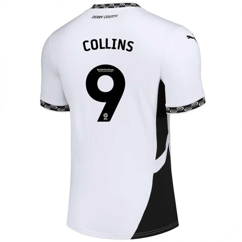 Kinderen James Collins #9 Wit Zwart Thuisshirt Thuistenue 2024/25 T-Shirt België