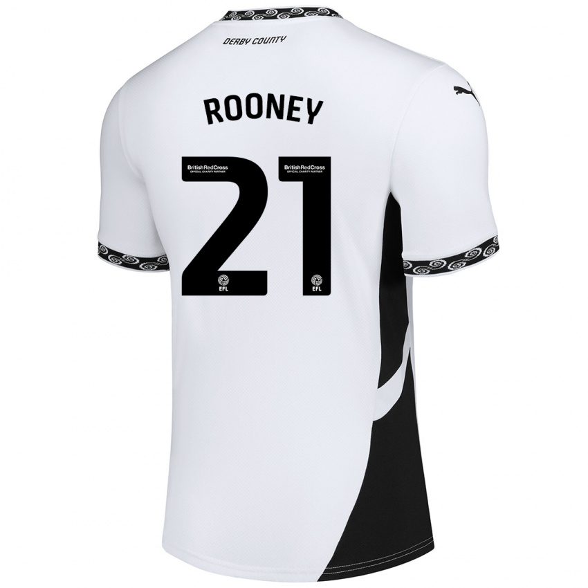 Kinderen Jake Rooney #21 Wit Zwart Thuisshirt Thuistenue 2024/25 T-Shirt België