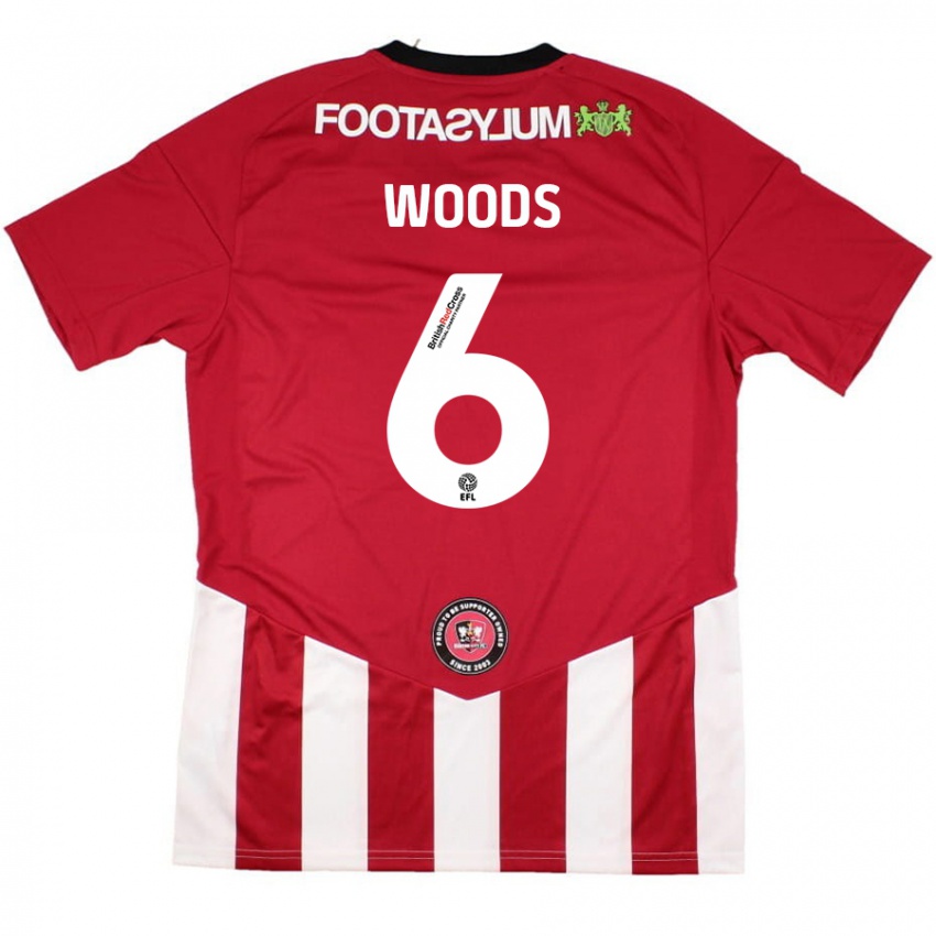 Enfant Maillot Ryan Woods #6 Rouge Blanc Tenues Domicile 2024/25 T-Shirt Belgique