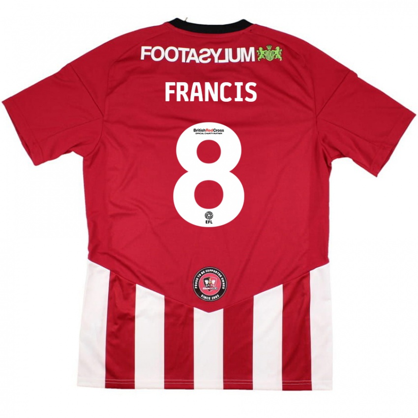 Enfant Maillot Ed Francis #8 Rouge Blanc Tenues Domicile 2024/25 T-Shirt Belgique