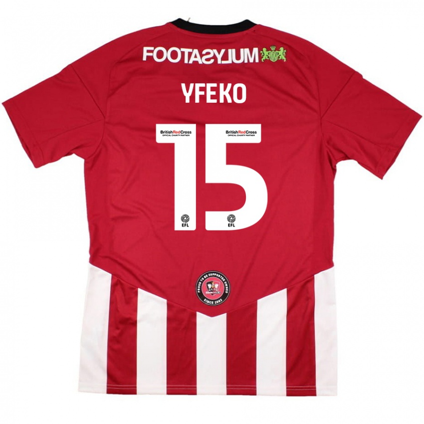 Enfant Maillot Johnly Yfeko #15 Rouge Blanc Tenues Domicile 2024/25 T-Shirt Belgique