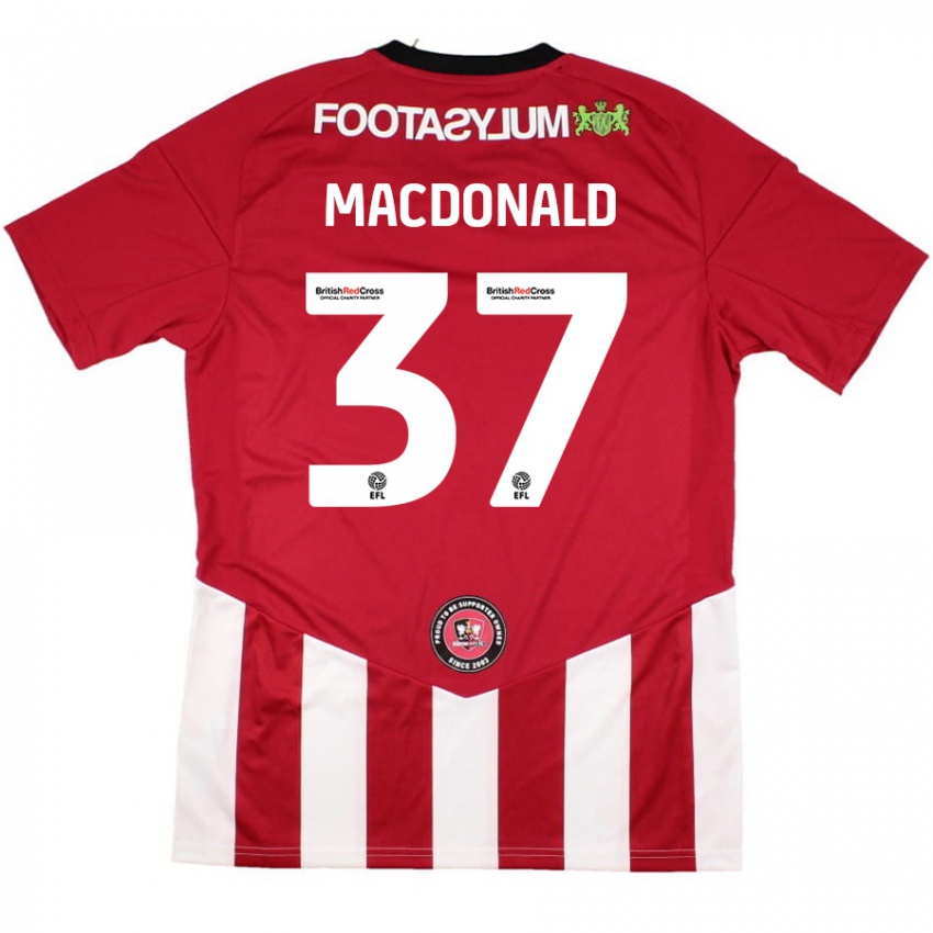 Enfant Maillot Shaun Macdonald #37 Rouge Blanc Tenues Domicile 2024/25 T-Shirt Belgique