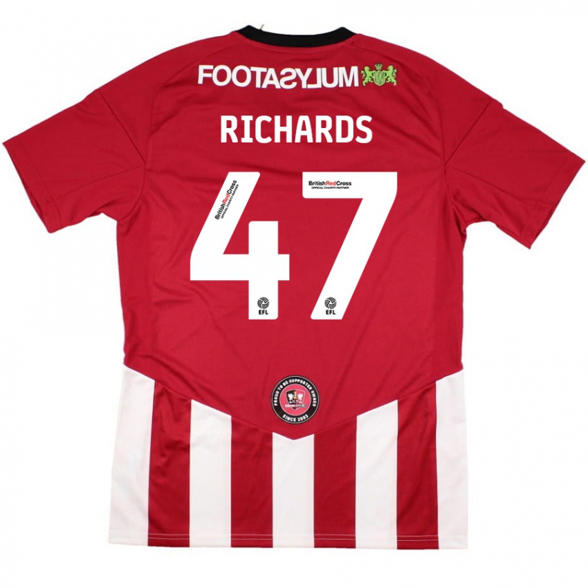 Enfant Maillot Jake Richards #47 Rouge Blanc Tenues Domicile 2024/25 T-Shirt Belgique