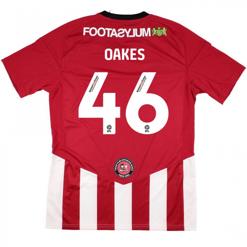 Enfant Maillot Liam Oakes #46 Rouge Blanc Tenues Domicile 2024/25 T-Shirt Belgique