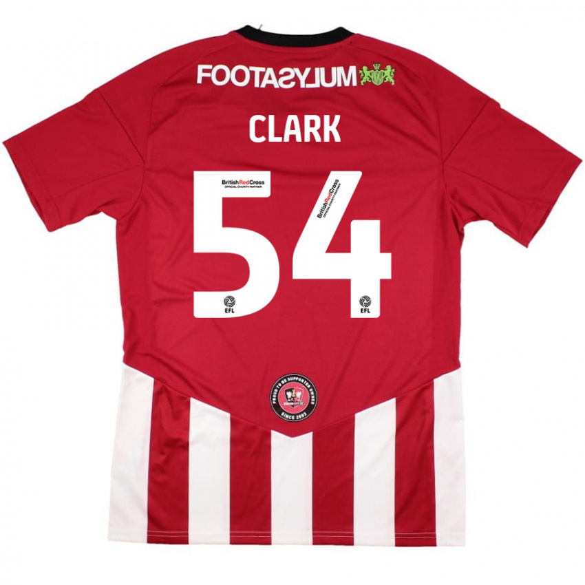 Enfant Maillot Max Clark #54 Rouge Blanc Tenues Domicile 2024/25 T-Shirt Belgique