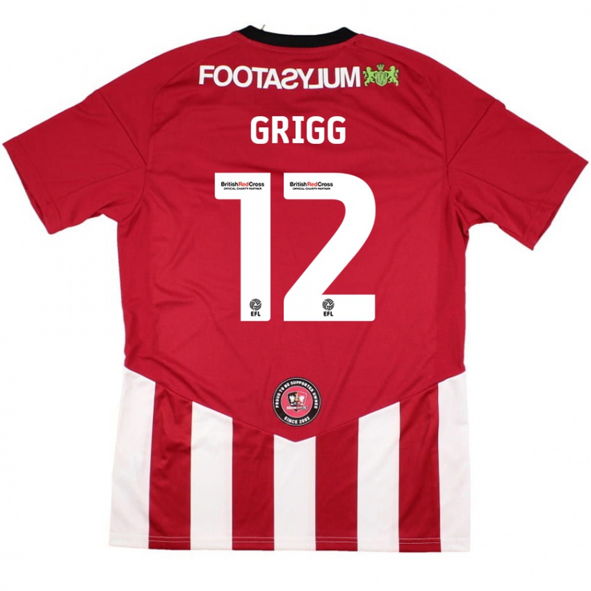 Enfant Maillot Katie Grigg #12 Rouge Blanc Tenues Domicile 2024/25 T-Shirt Belgique