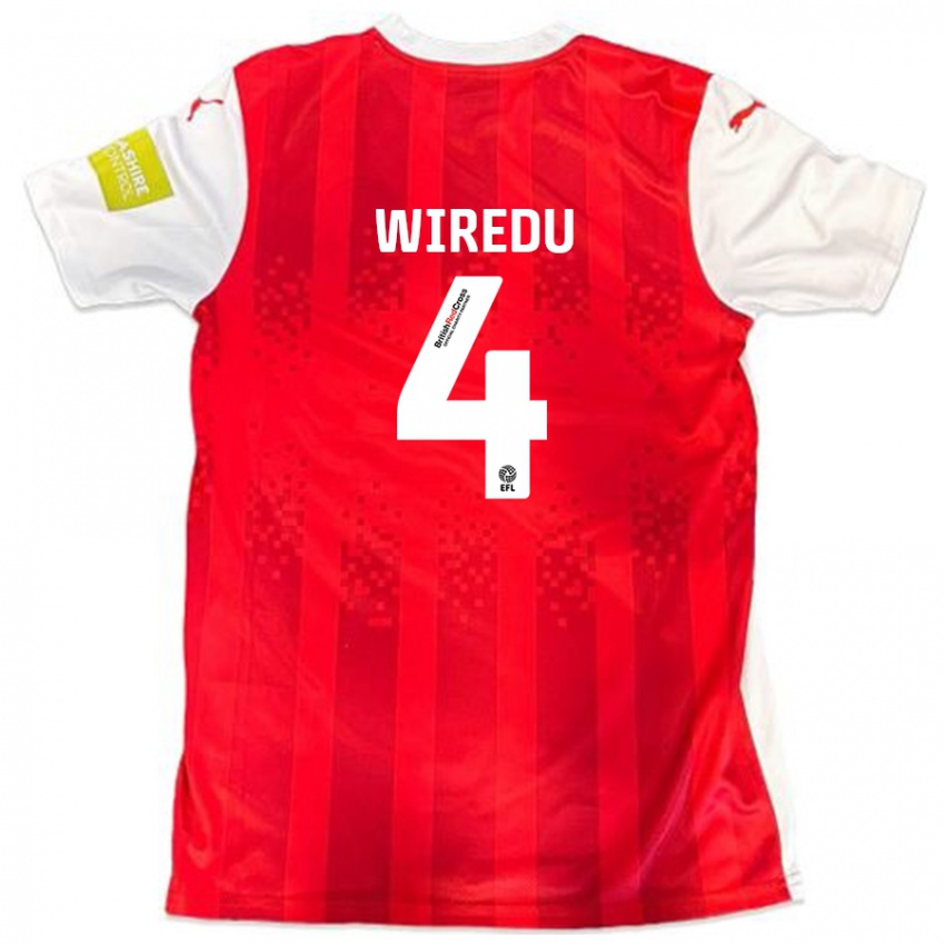 Enfant Maillot Brendan Wiredu #4 Rouge Blanc Tenues Domicile 2024/25 T-Shirt Belgique