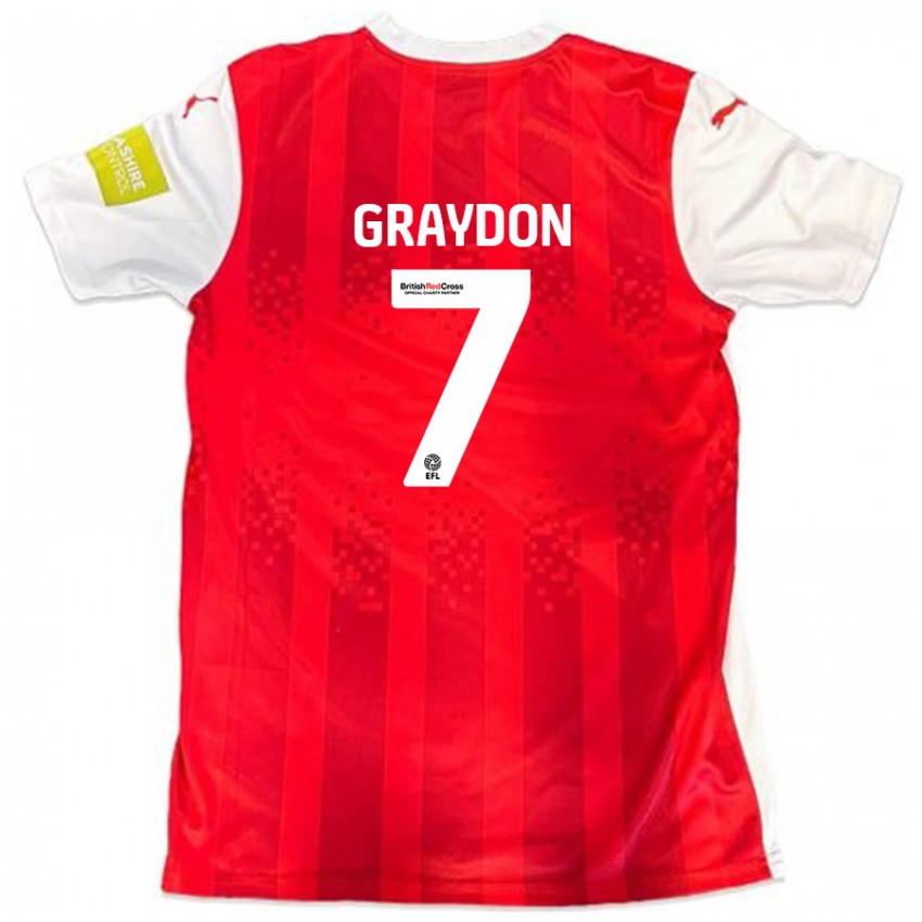 Enfant Maillot Ryan Graydon #7 Rouge Blanc Tenues Domicile 2024/25 T-Shirt Belgique