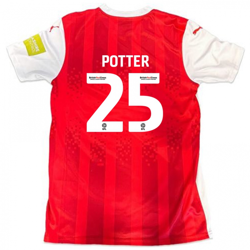 Enfant Maillot Finley Potter #25 Rouge Blanc Tenues Domicile 2024/25 T-Shirt Belgique