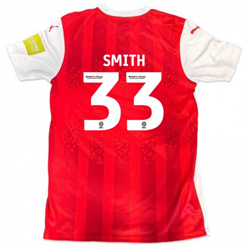 Enfant Maillot Pele Smith #33 Rouge Blanc Tenues Domicile 2024/25 T-Shirt Belgique