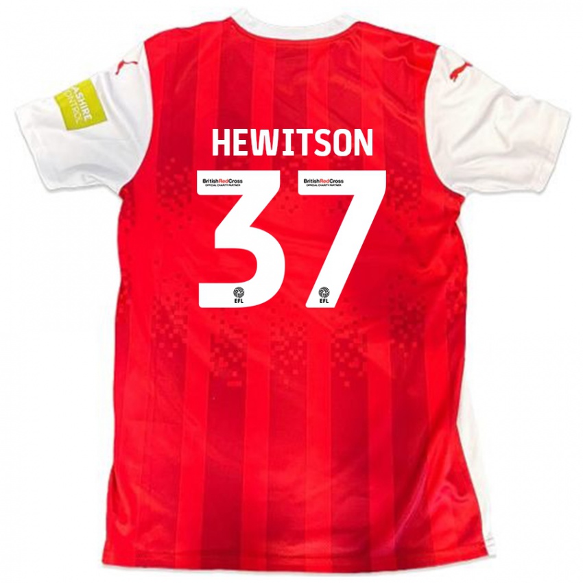 Enfant Maillot Luke Hewitson #37 Rouge Blanc Tenues Domicile 2024/25 T-Shirt Belgique