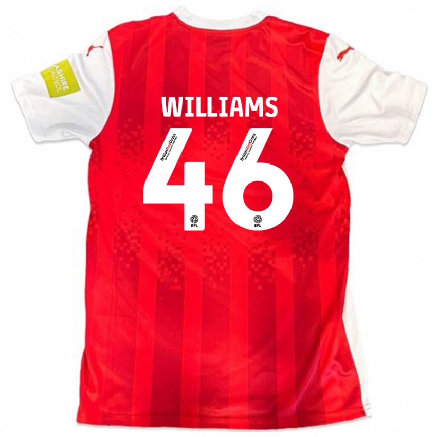 Enfant Maillot Theo Williams #46 Rouge Blanc Tenues Domicile 2024/25 T-Shirt Belgique