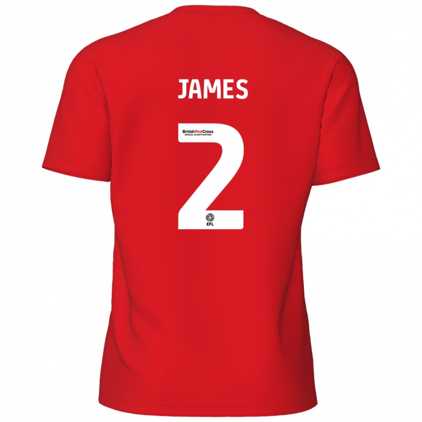 Enfant Maillot Tom James #2 Rouge Tenues Domicile 2024/25 T-Shirt Belgique