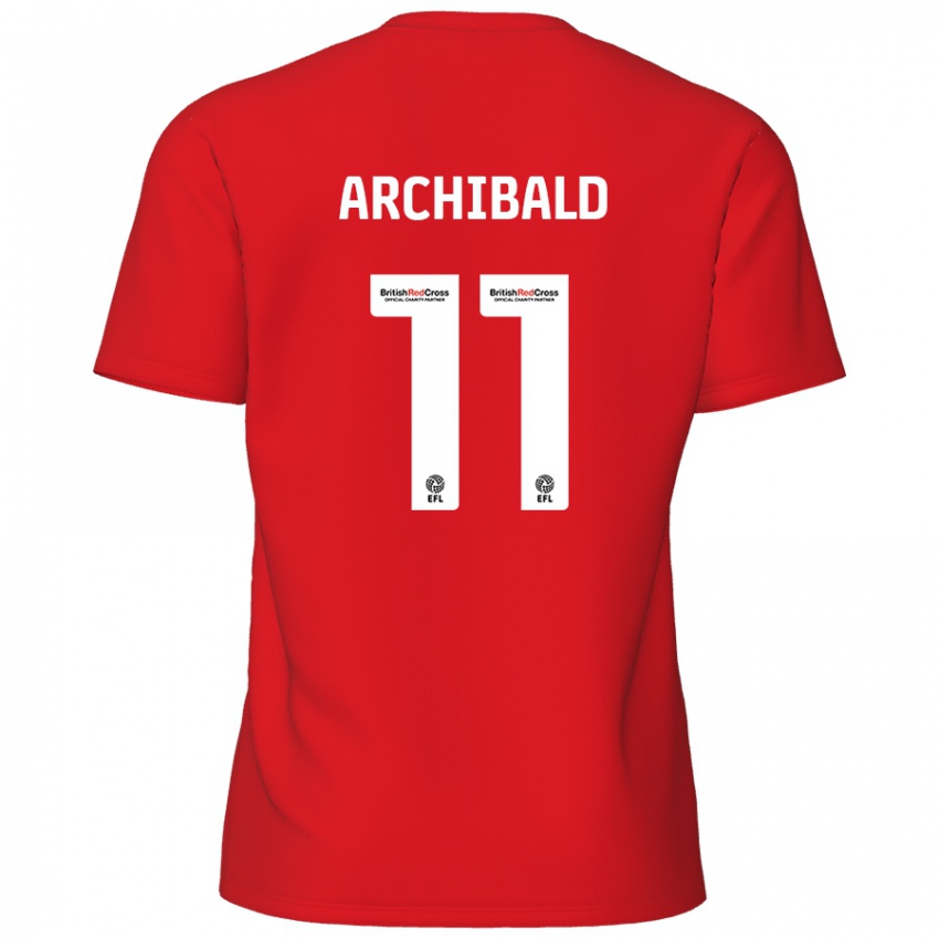 Enfant Maillot Theo Archibald #11 Rouge Tenues Domicile 2024/25 T-Shirt Belgique