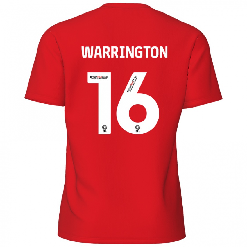 Enfant Maillot Lewis Warrington #16 Rouge Tenues Domicile 2024/25 T-Shirt Belgique