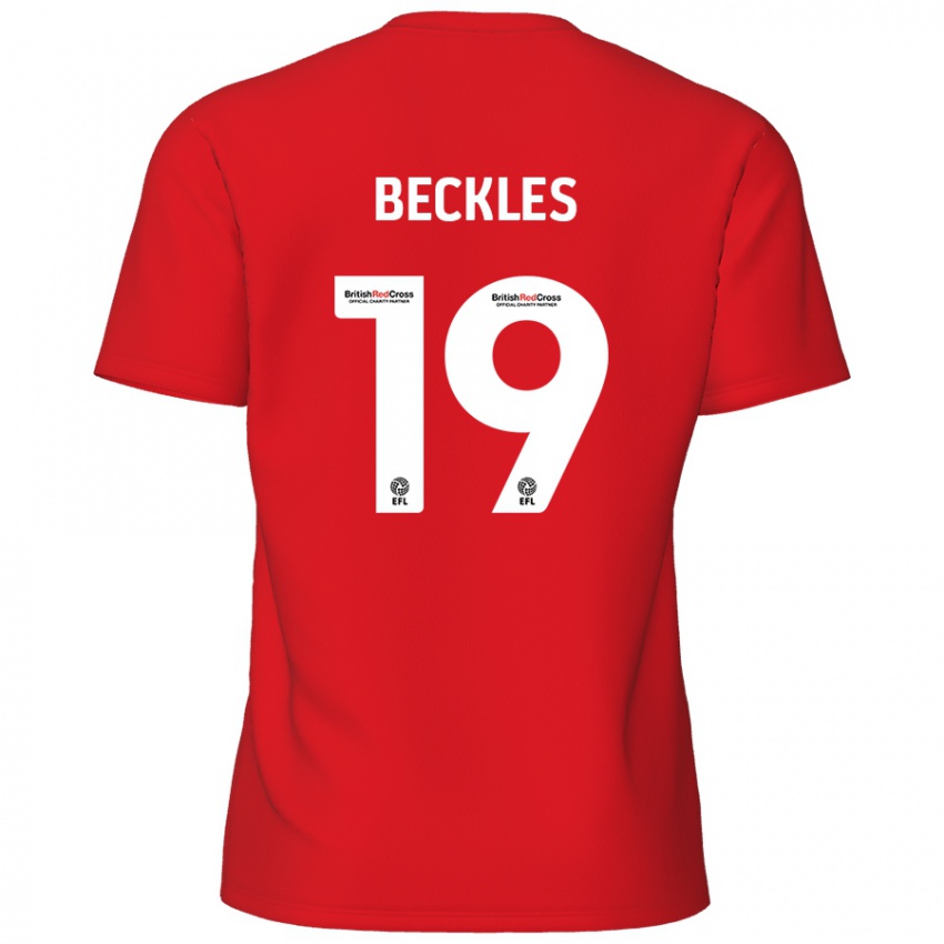 Enfant Maillot Omar Beckles #19 Rouge Tenues Domicile 2024/25 T-Shirt Belgique