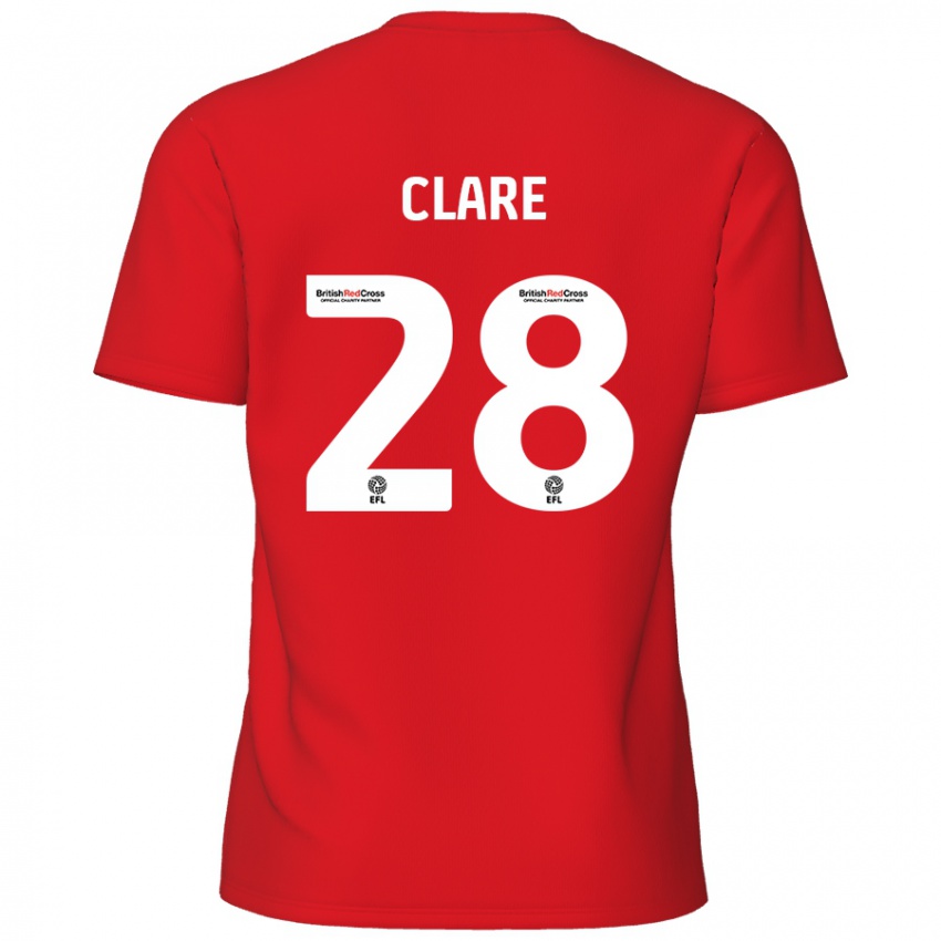 Enfant Maillot Sean Clare #28 Rouge Tenues Domicile 2024/25 T-Shirt Belgique