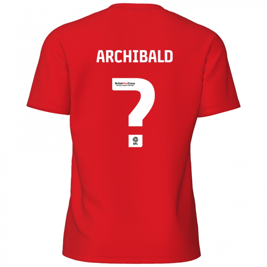 Enfant Maillot Aaron Archibald #0 Rouge Tenues Domicile 2024/25 T-Shirt Belgique