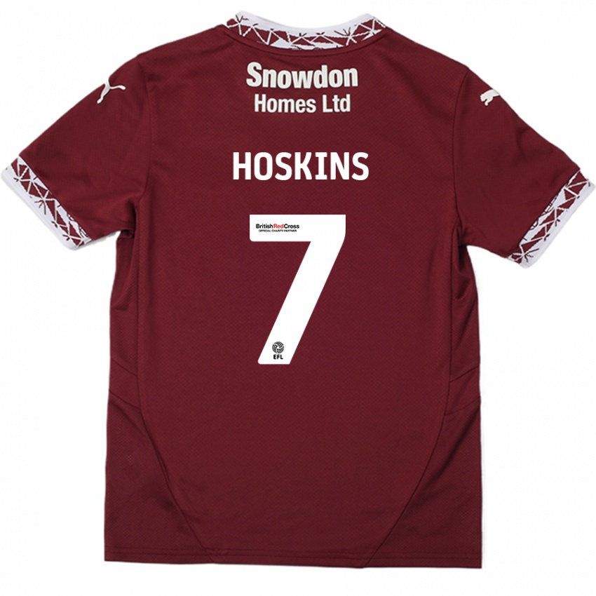 Kinderen Sam Hoskins #7 Bordeauxrood Thuisshirt Thuistenue 2024/25 T-Shirt België