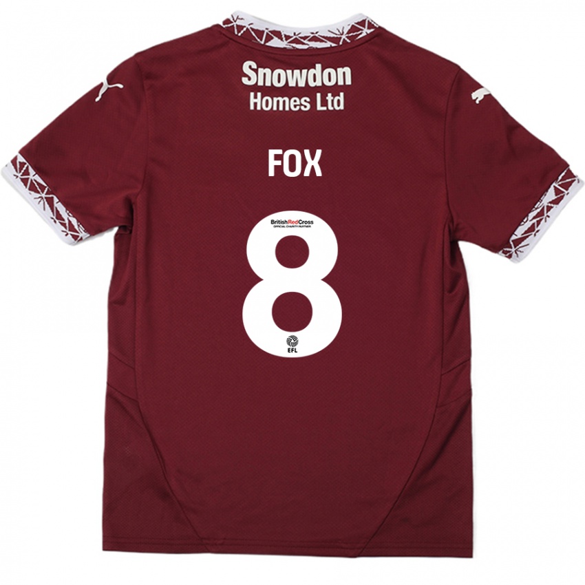 Kinderen Ben Fox #8 Bordeauxrood Thuisshirt Thuistenue 2024/25 T-Shirt België