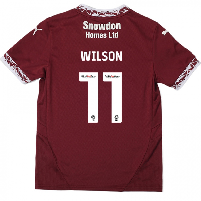 Kinderen James Wilson #11 Bordeauxrood Thuisshirt Thuistenue 2024/25 T-Shirt België