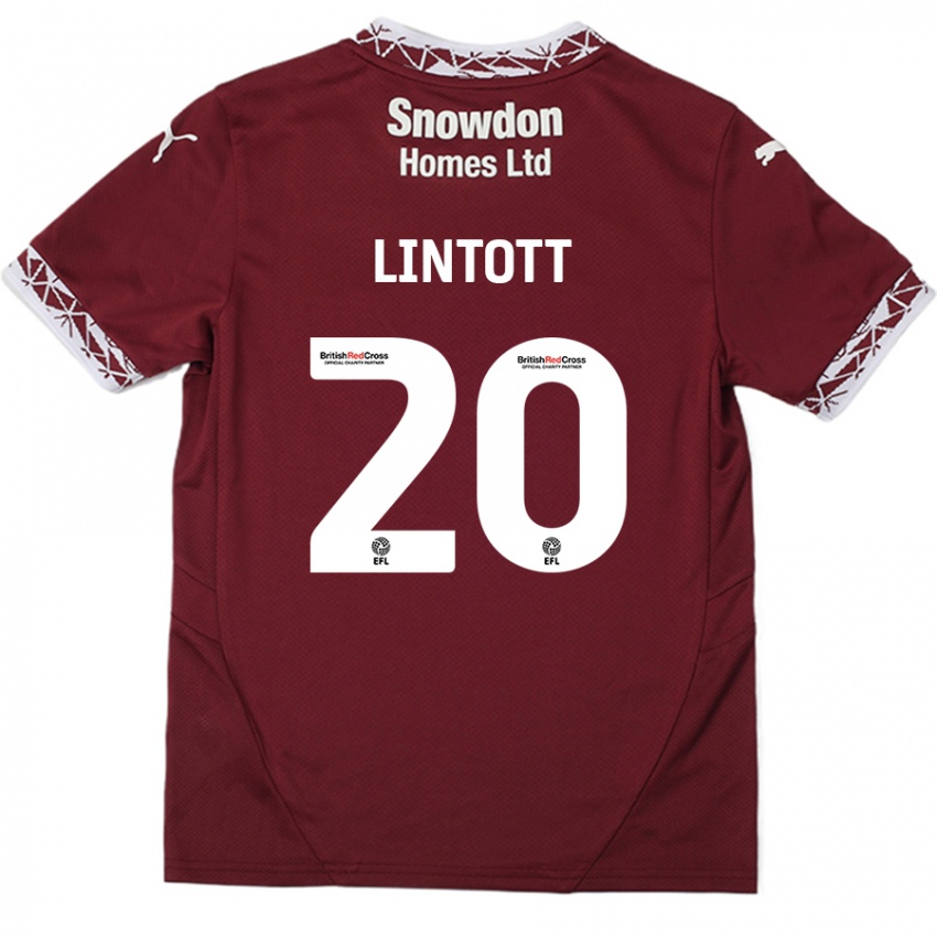 Kinderen Harvey Lintott #20 Bordeauxrood Thuisshirt Thuistenue 2024/25 T-Shirt België