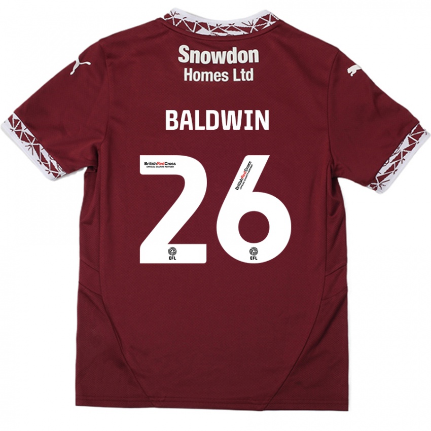 Kinderen Jack Baldwin #26 Bordeauxrood Thuisshirt Thuistenue 2024/25 T-Shirt België