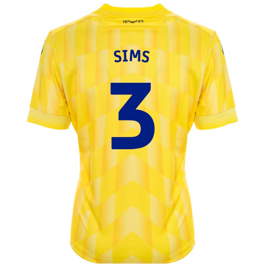 Kinderen Gemma Sims #3 Geel Thuisshirt Thuistenue 2024/25 T-Shirt België